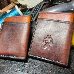 Leather Minimalist wallet, hand made full grain veg tan, free delivery to the UK