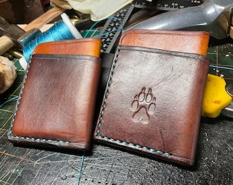 Leather Minimalist wallet, hand made full grain veg tan, free delivery to the UK