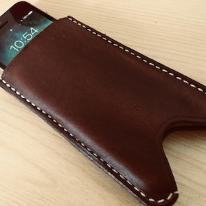 Standard phone slip case in veg tan leather image 2