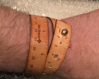 Measuring cuff, Tape measure wrist cuff, seamstress, steampunk, leather.