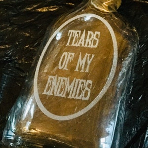 Personalised 150ml glass bottle. Laser engraved, glass art
