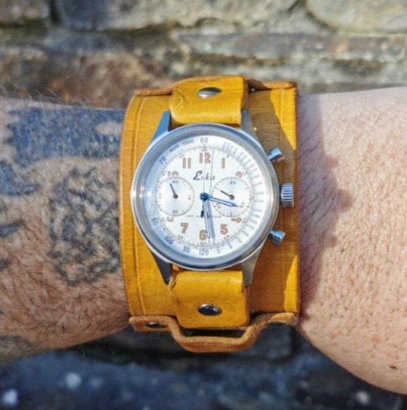 Wide watch strap made to order. full grain veg tan leather, rugged EDC strap image 5