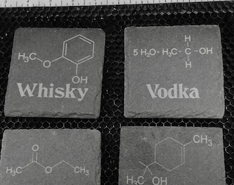 Slate boozy coasters, molecular diagram. free shipping within the U.K.