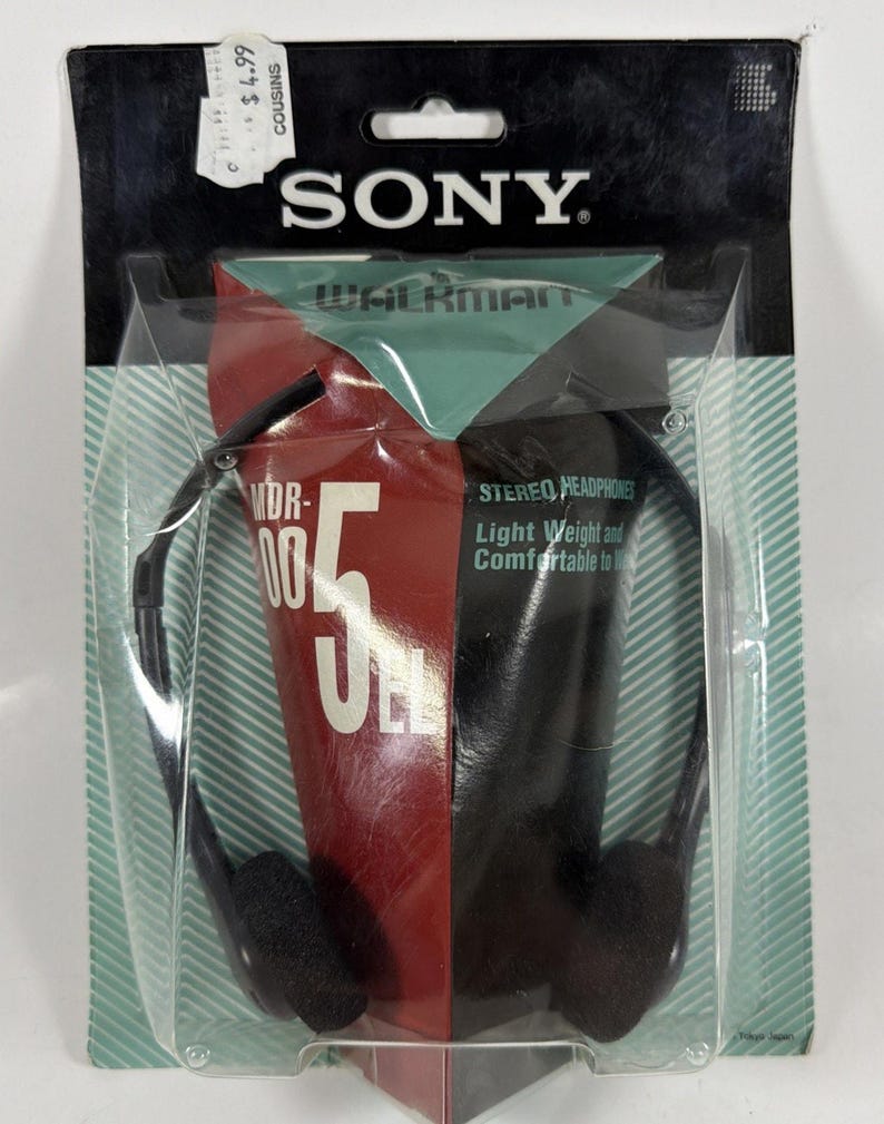 Sony MDR-005EL Walkman Stereo Headphones Vtg 1994 New Sealed Damaged Pack image 1
