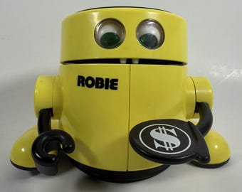 Robie The Robot Coin Bank Radio Shack Tandy Working Vtg 1980's