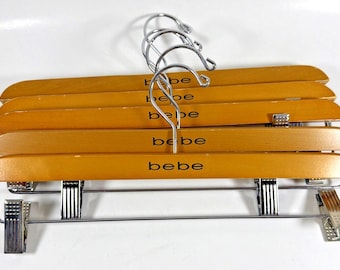 Lot de 5 cintres vintage en bois pour bas de pantalon BEBE