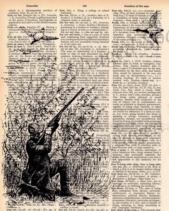 Items similar to Vintage Dictionary Hunting Print plus FREE 5x7