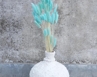 Fiori secchi a forma di coda di coniglio (erba della pampa), blu pastello, ideali per decorare la casa, come centrotavola per matrimoni in stile boho o come idea regalo.