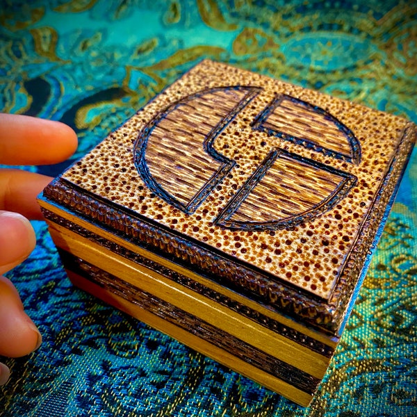 Disco Biscuits Logo  Wood Burned Wooden Box