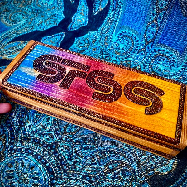 STS9 CUSTOM COLORS  Wood Burned Wooden Box