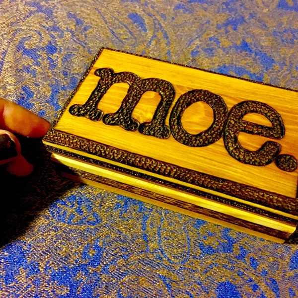 Moe. Wood Burned Wooden Box CUSTOMIZED