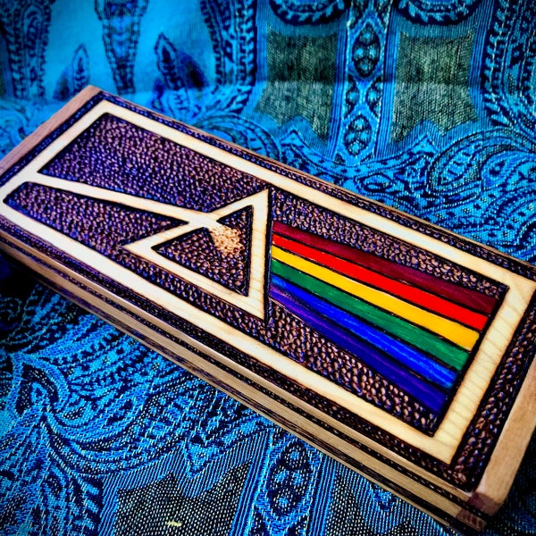 PINK FLOYD Wood Burned Wooden Box