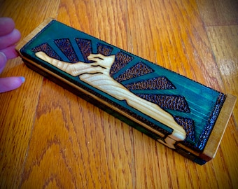 CUSTOM COLORS CATS Under the Stars Jerry Garcia Wood Burned Wooden Box