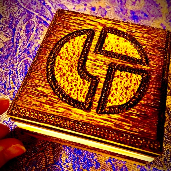 Disco Biscuits Logo  Wood Burned Wooden Box