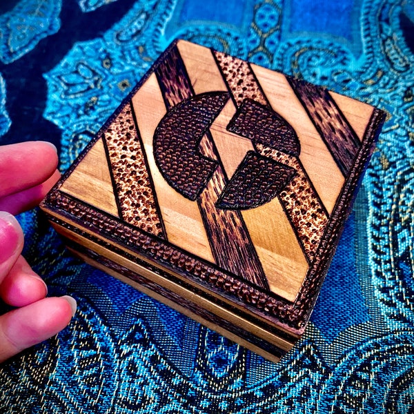 Disco Biscuits Logo Wood Burned Wooden Box