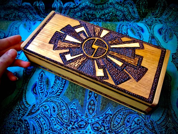 DISCO BISCUITS Lazers Wood Burned Wooden Box