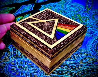 PINK FLOYD Wood Burned Wooden Box