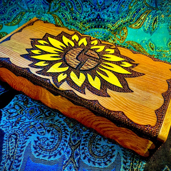 SUNFLOWER DISCO BISCUITS  Customized Wood Burned Wooden Box