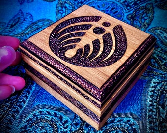 Hand Wood Burned Wooden Box