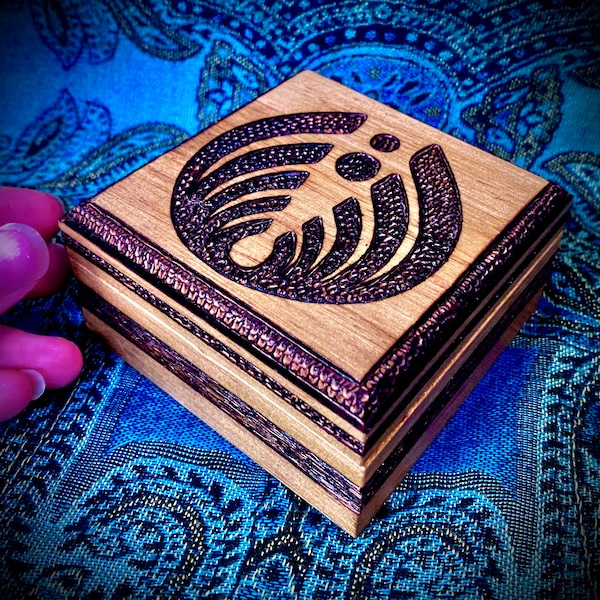 Hand Wood Burned Wooden Box