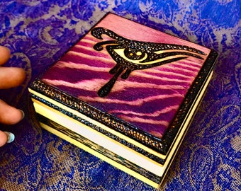 Egyptian Eye Of Ra CUSTOM COLOR Wood Burned Wooden Box