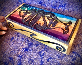 PHISH Large Box Custom COLOR Hand Wood Burned Wooden Box Holder