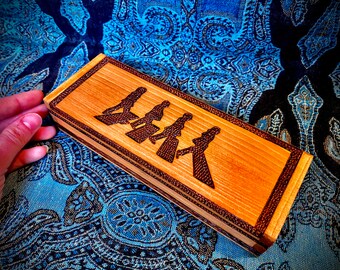 BEATLES Boardwalk Hand Wood Burned Wooden Keepsake Box