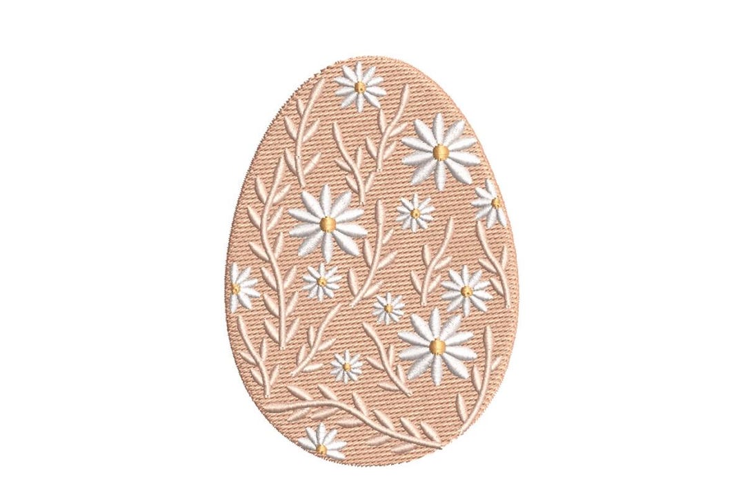 Floral Easter Egg Machine Embroidery Design, Daisy Spring Pattern ...