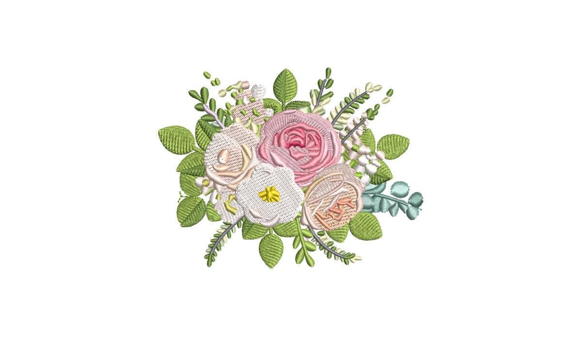 Rose Bouquet Machine Embroidery Design, Floral Botanical Flower Pattern ...