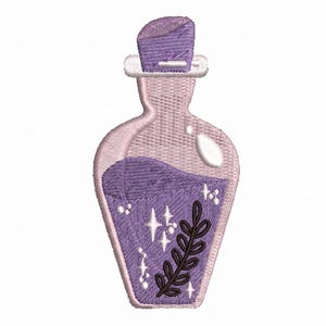 Diseño de bordado de botella de poción caprichosa, patrón de elixir, boticario de bruja (descarga digital)