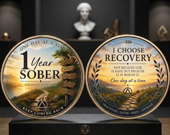 Pièce de sobriété personnalisée : récupération personnalisée, AA NA, un jour à la fois, cadeau d'anniversaire de sobriété
