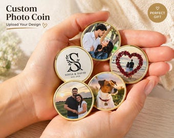 Moneda conmemorativa personalizada con foto, recuerdo de latón, regalo romántico personalizado, recuerdo de aniversario para parejas.