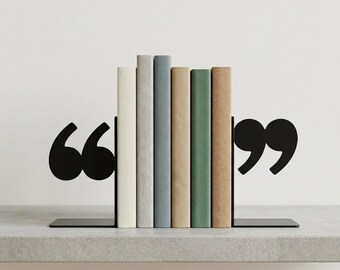 Modern Aesthetic Quote Bookends Metal Book Holder Set Minimalist Black Book Ends Office Shelf Organizer Literary Decor Gift Idea