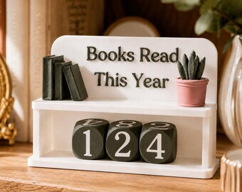 Books Read This Year Counter, Book Tracker Shelf Decor