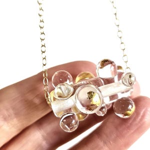 Organic Glass Droplet Necklace | Sculptural Murano Glass and Gold Leaf Pendant