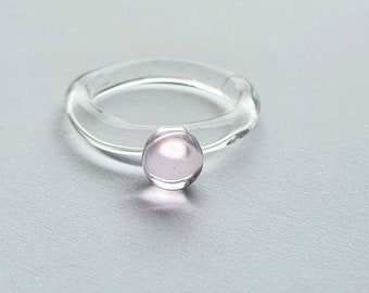 Contemporary glass ring, minimal glass ring, pink ring, stacking ring, contemporary colourful ring, dainty ring, handmade glass ring