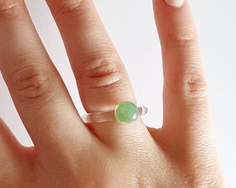 Glass stacking ring, green ring, minimal glass ring, 3rd anniversary ring, contemporary glass ring, flamework glass ring, stackable rings