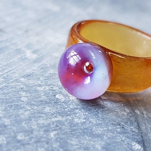 Statement glass ring, 3rd wedding anniversary gift, minimal glass ring, contemporary glass ring, handmade glass ring, modern glass ring