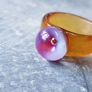 Anel de vidro marcante, presente de 3º aniversário de casamento, anel de vidro minimalista, anel de vidro contemporâneo, anel de vidro feito à mão, anel de vidro moderno
