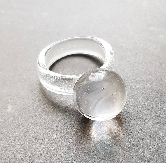 Waarnemen schroef Monetair Glazen ring eigentijdse glazen ring kristallen bol ring - Etsy België