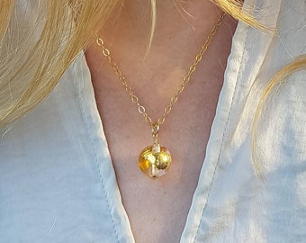 Gold Globe Pendant | Delicate Gold Chain and Glass Necklace
