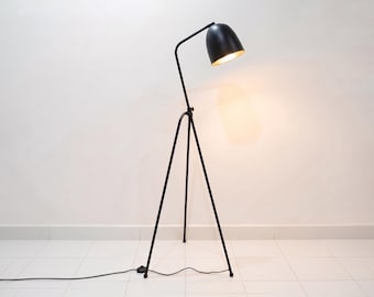 Lampa stojąca Tripod Black w minimalistycznym stylu z lampą stojącą w stylu mid-century, do czytania w salonie, sypialni, biurze, wystroju wnętrz