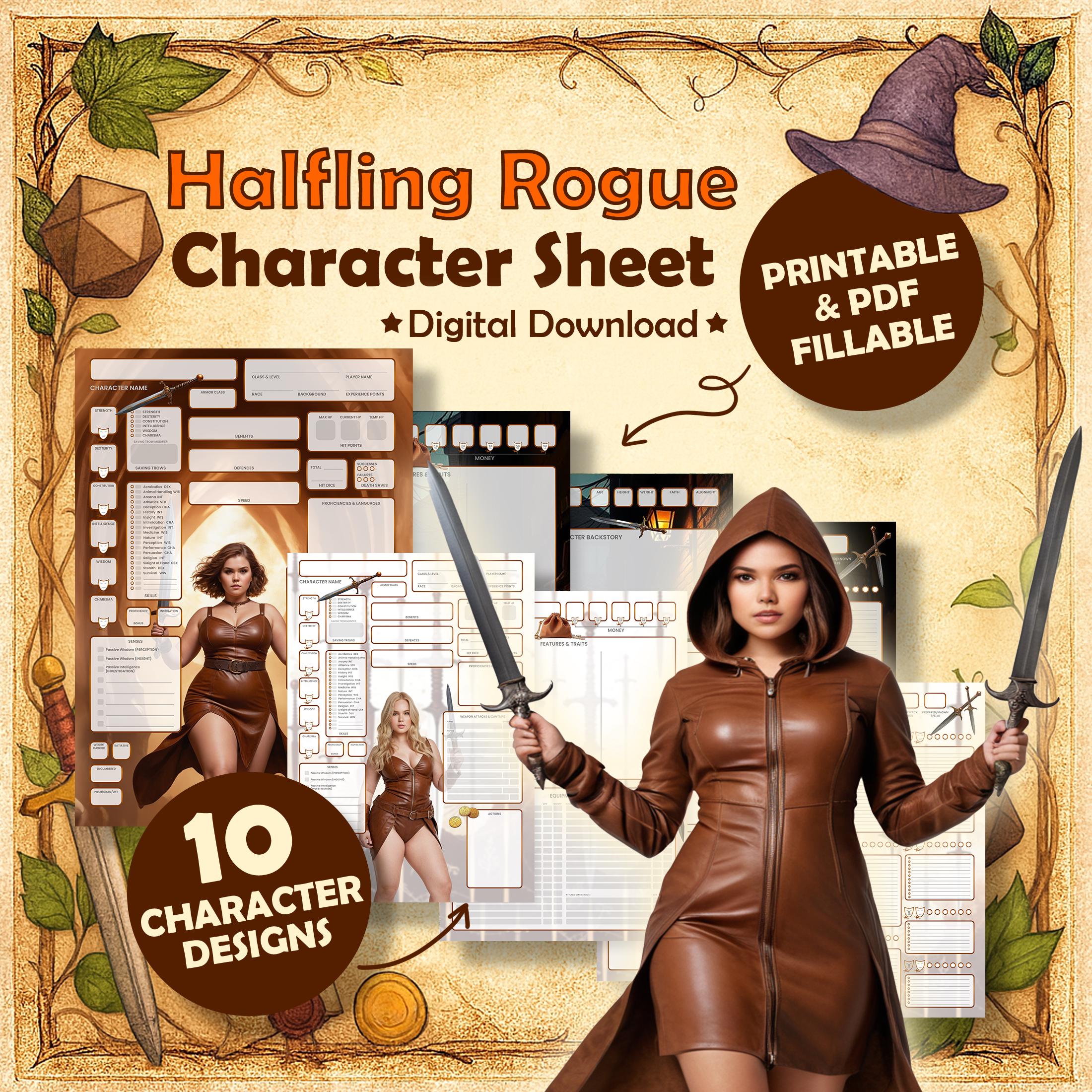 Halfling Rouges Dnd Rogue Dnd 5e Character Sheet | Halfling Rogue Theme | Fantasy RPG (PDF ...
