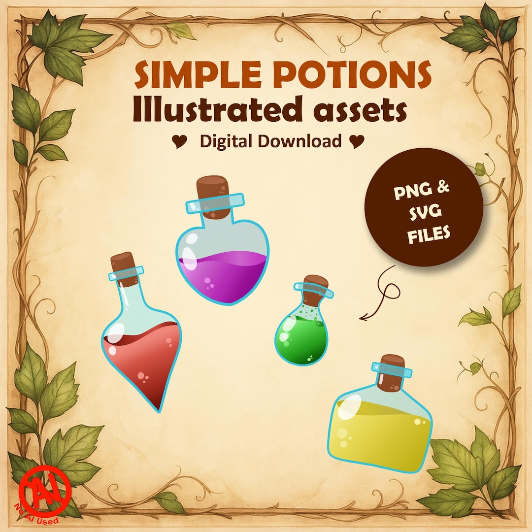 D&D 5e Simple Potions | PNG and SVG Files | Hand Drawn Illustration - Etsy