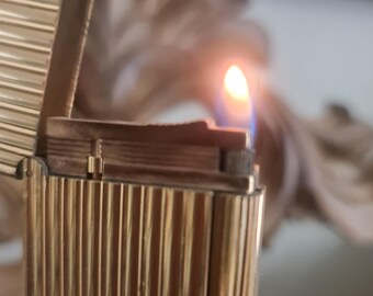 S.T. Dupont Line 2 Gold Plated Lighter – Vintage French Luxury Lighter – Made in France with Box & Papers