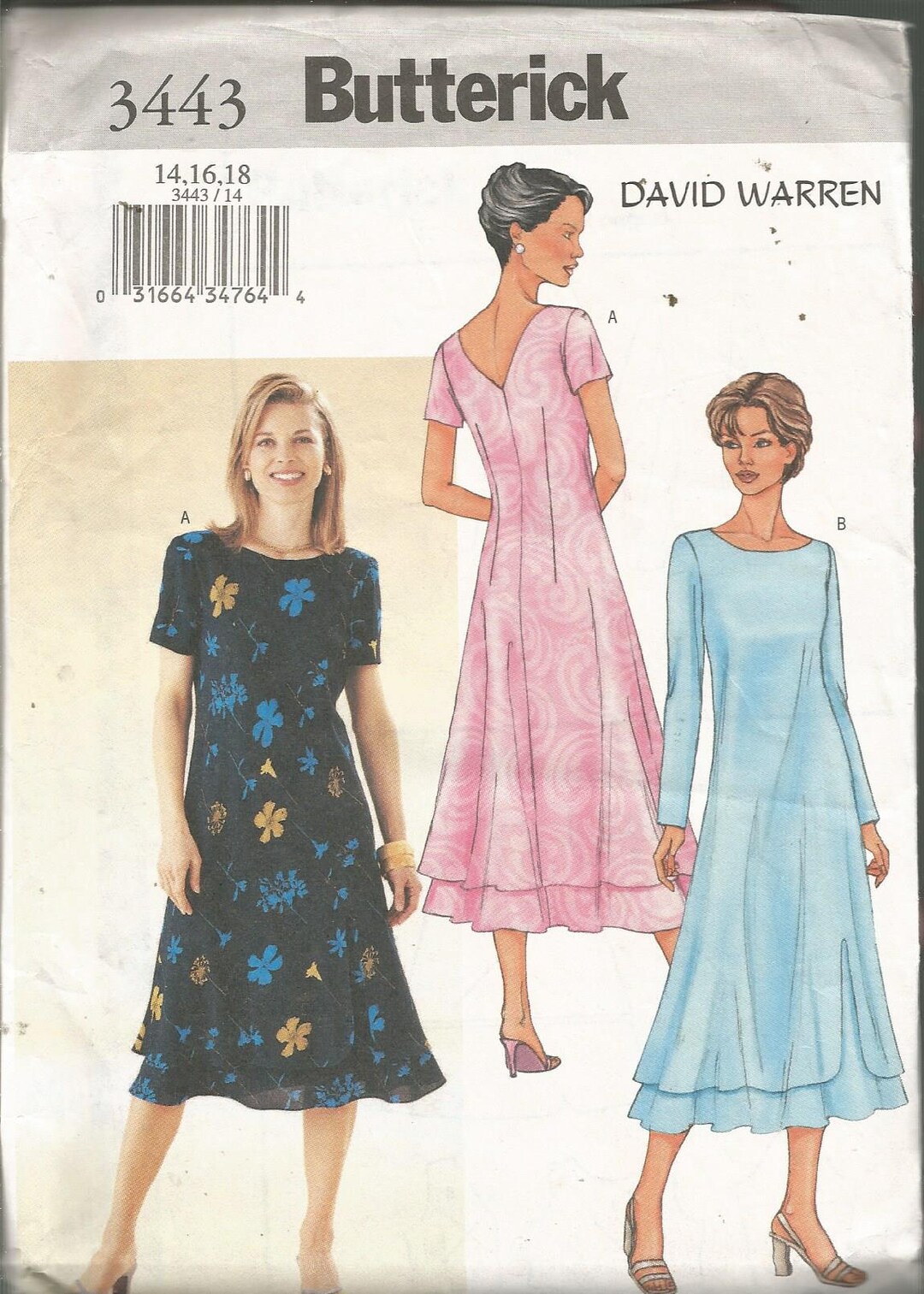 Pattern Butterick 3443 Easy Midi Dress Petite Size 14-18 Uncut FF - Etsy