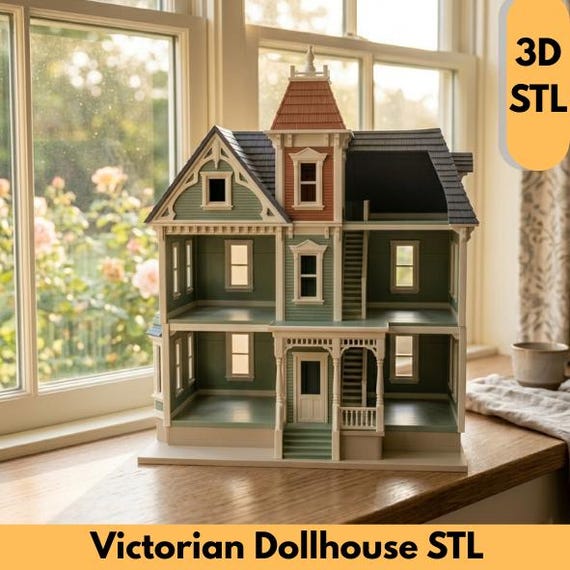 Victorian Dollhouse STL,3D Printable Miniature House