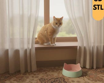 Cat Ear Pet Bowl 3D Print File (STL), Modern Pastel Feeding Dish