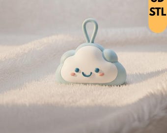 Cloud Keychain STL, Kawaii 3D Printable Keychain
