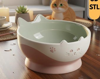 Elevated Cat Bowl(STL), Kawaii Pet Accessories
